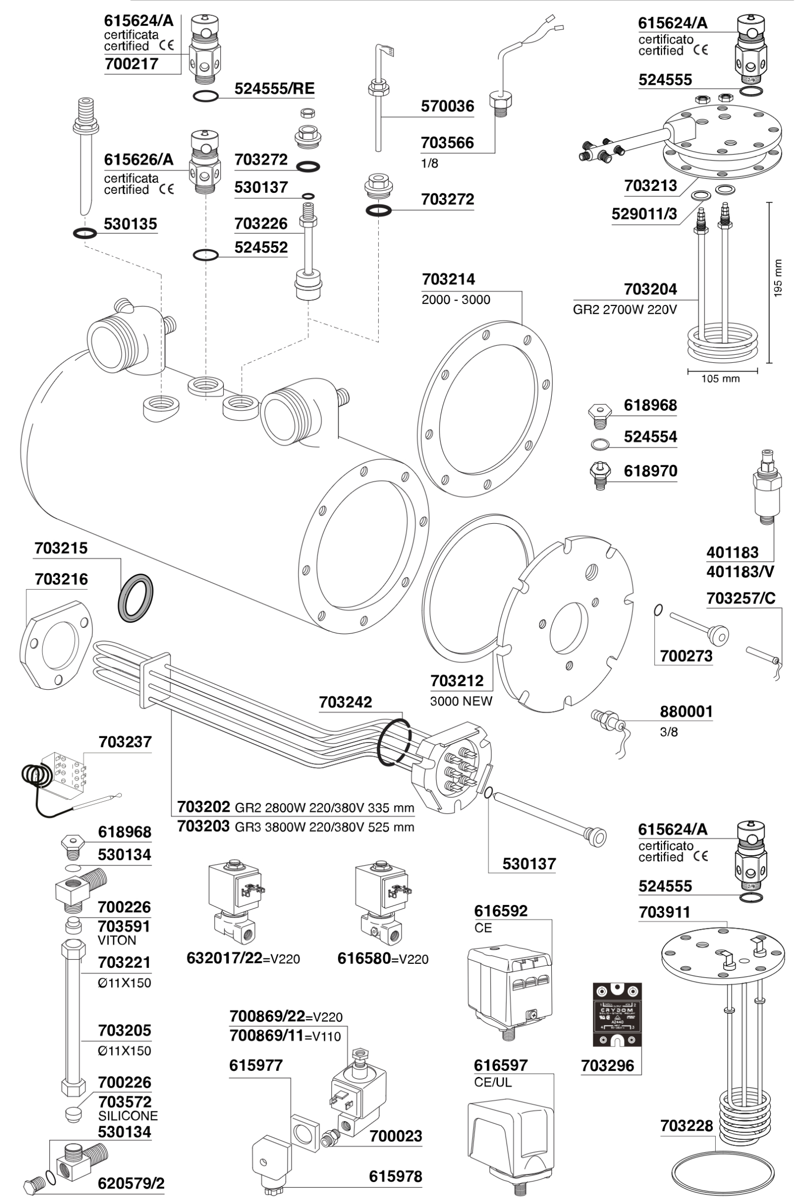 Espresso machine technical parts diagram